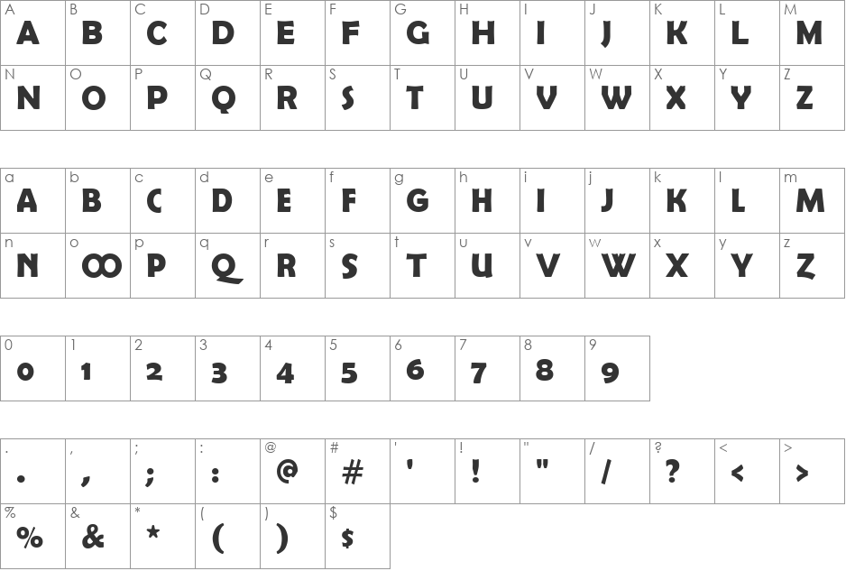 Berlinsans font character map preview