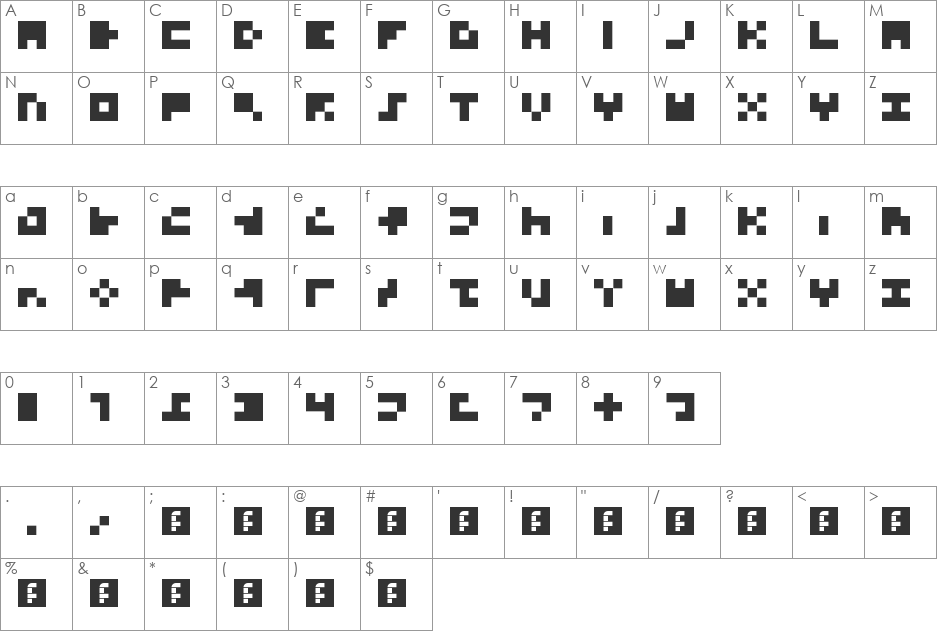 trixtri font character map preview