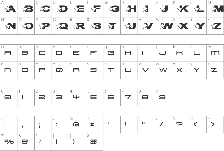 Troglodyte font character map preview