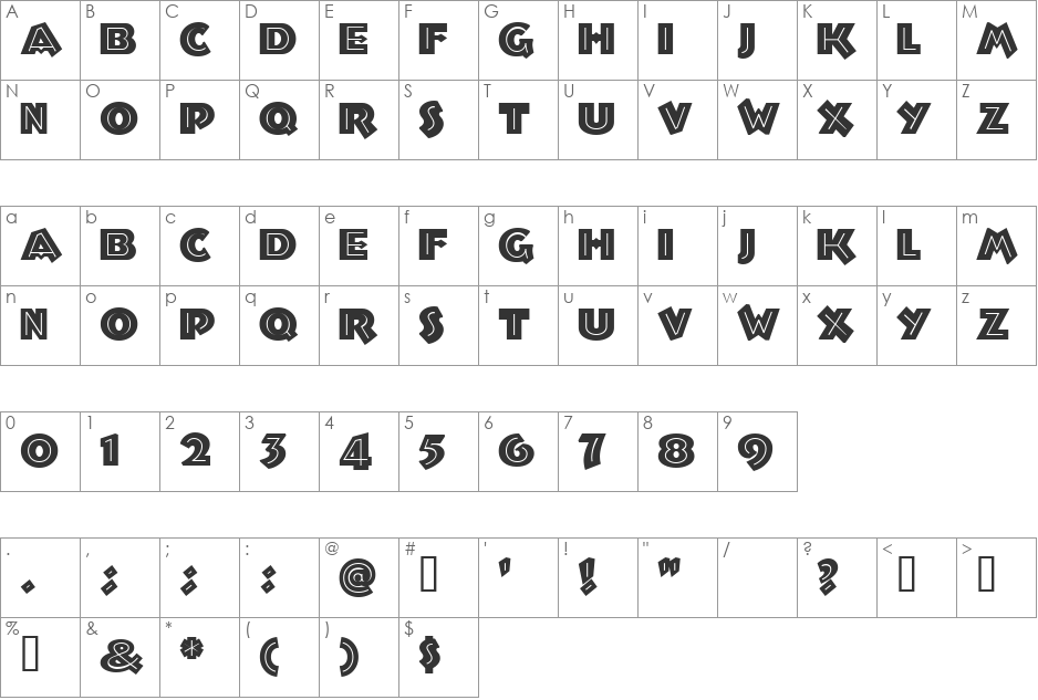 TroglodyteNF font character map preview