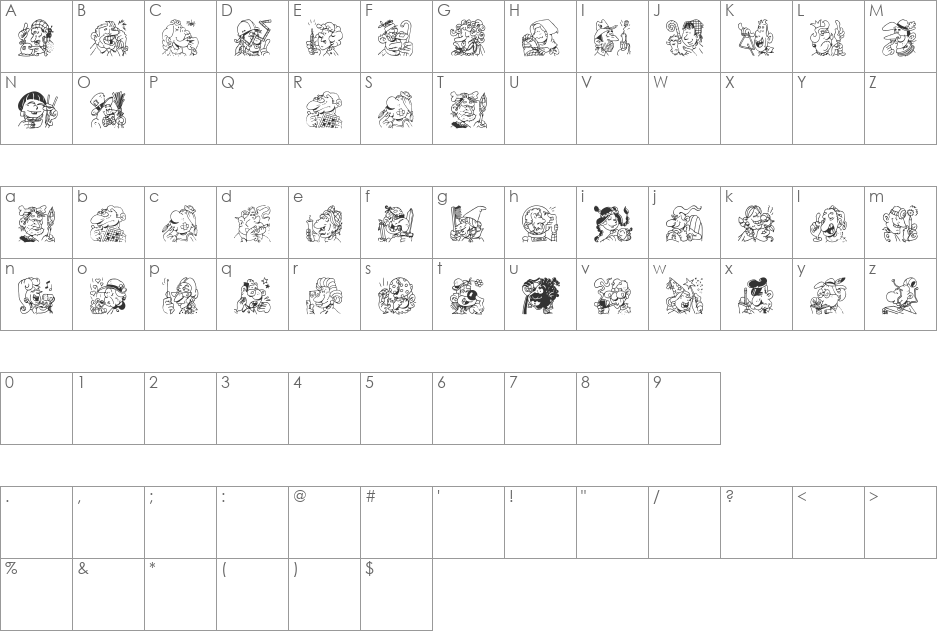 Trognes font character map preview