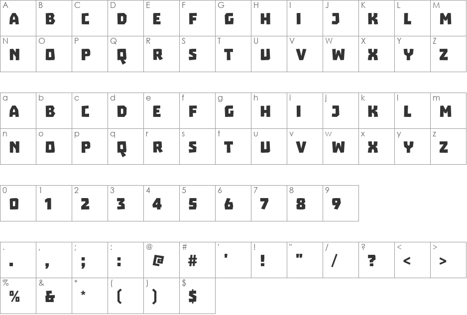 Troika font character map preview