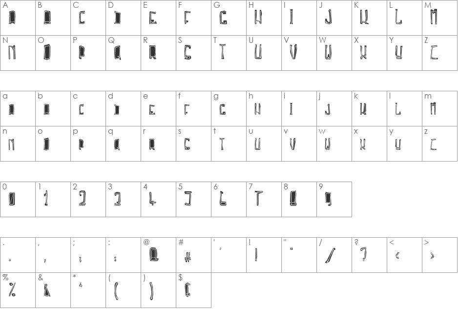 Troja Script font character map preview