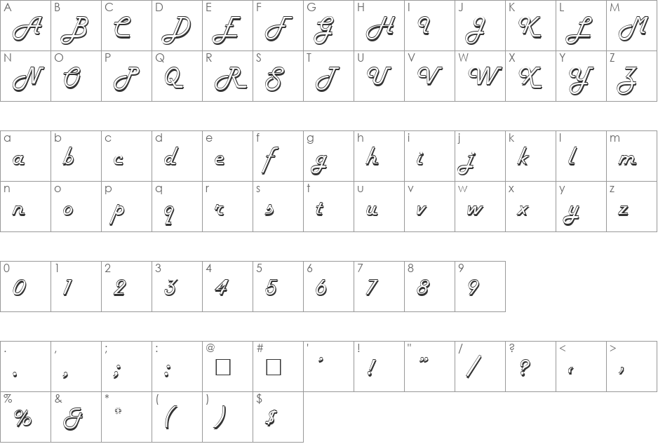 Bermuda font character map preview