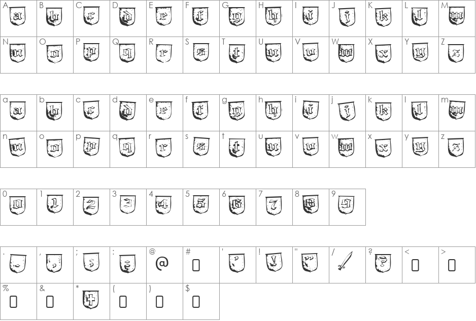 Troll Bait font character map preview