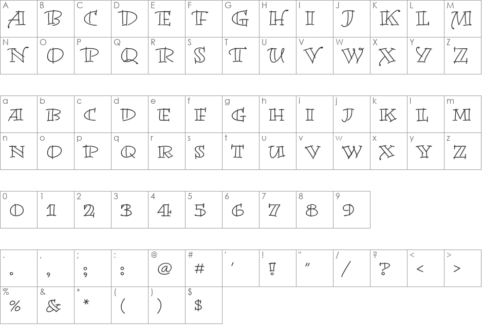 Bermuda LP Std font character map preview