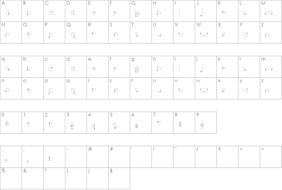tropf font character map preview