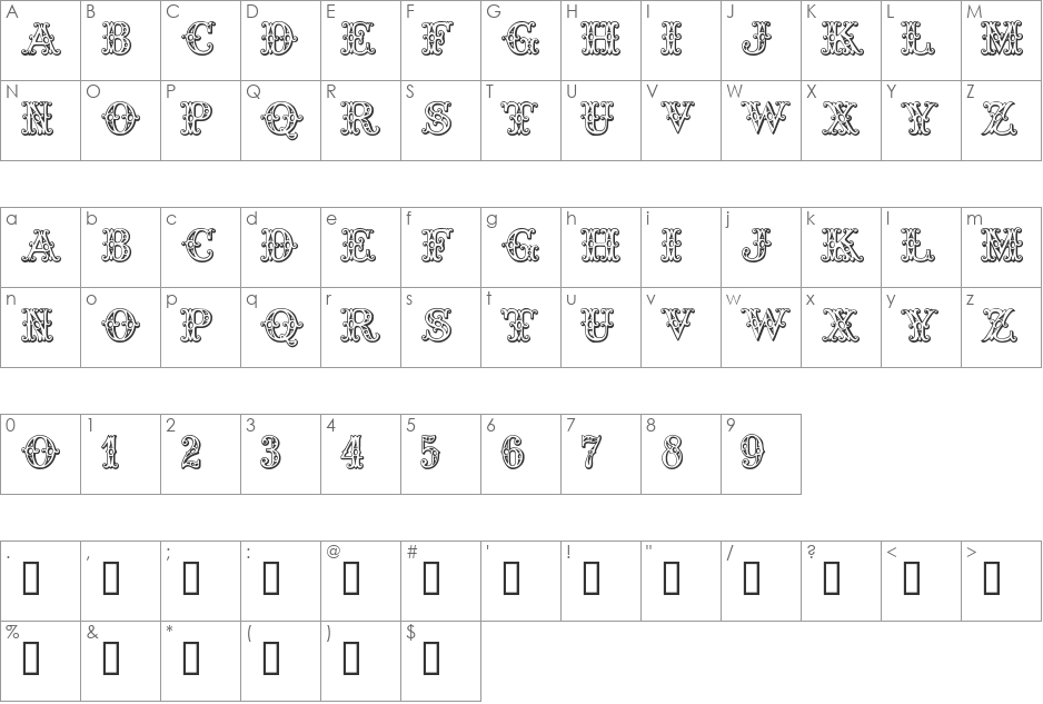 Tropicana font character map preview