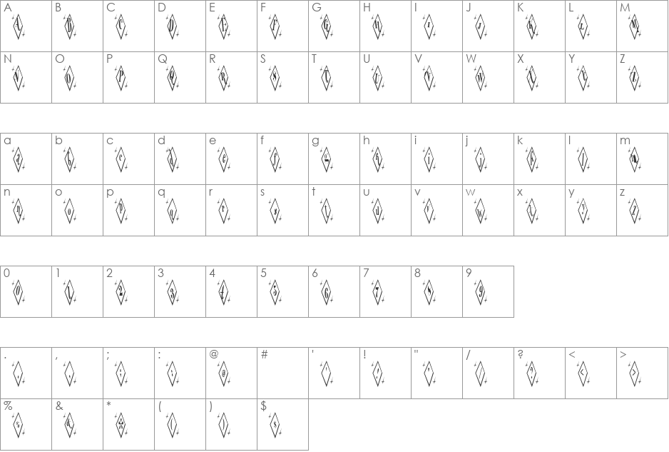 Tropicana font character map preview