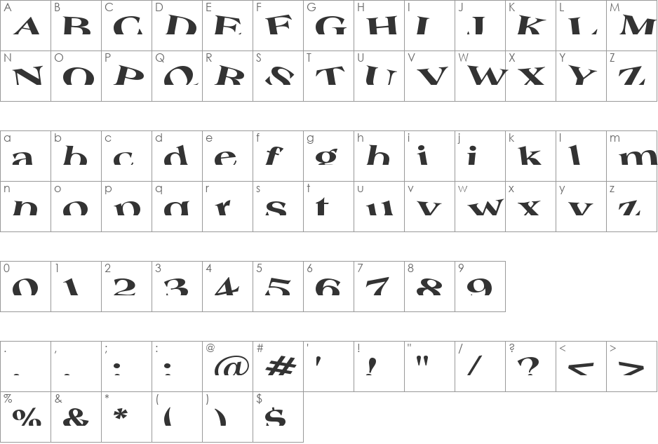 Troubled Genius font character map preview