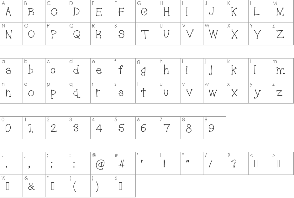 troublemakers font character map preview