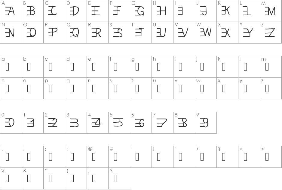 trouverlecode font character map preview