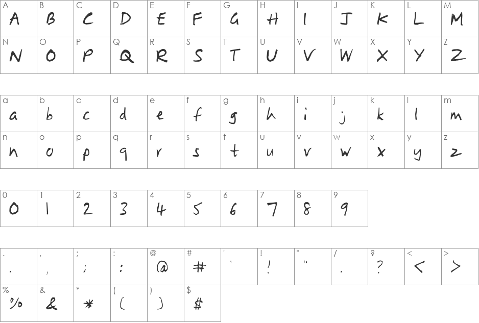 Troy font character map preview
