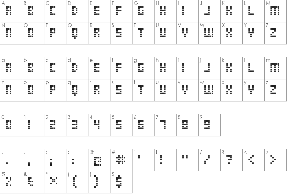 TRS Million font character map preview