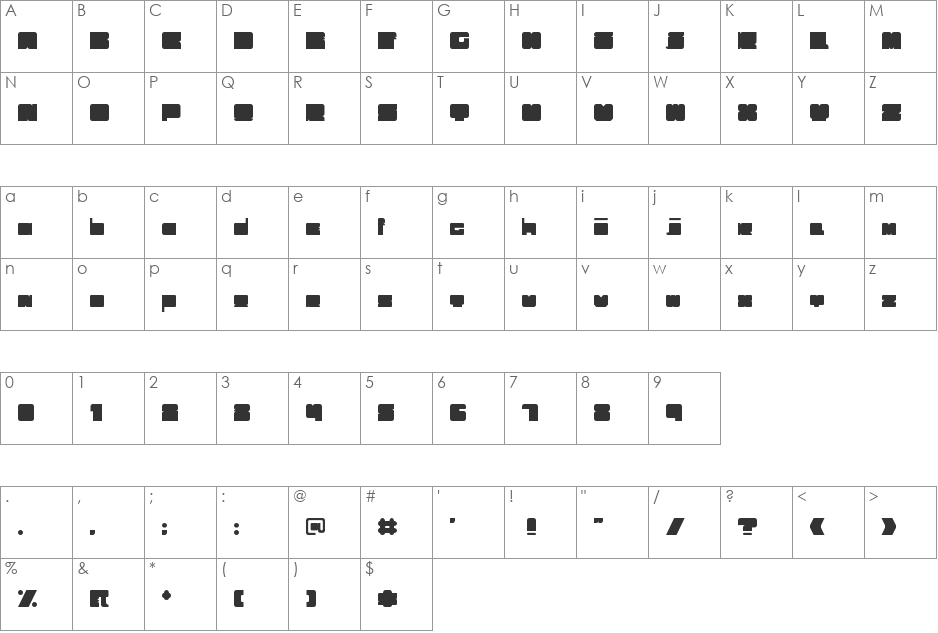 Trubik77 font character map preview