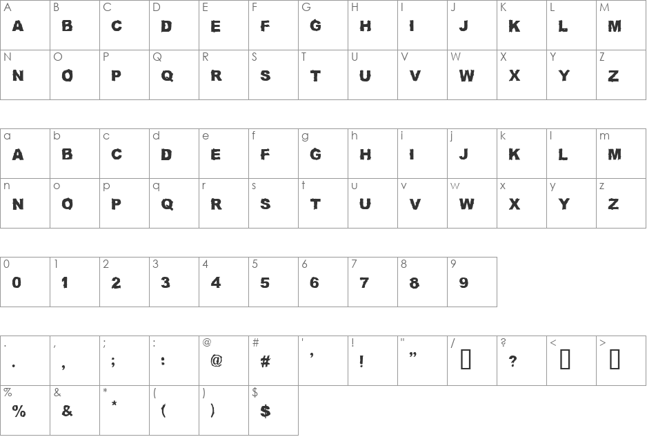 TRUCK DRIVER font character map preview