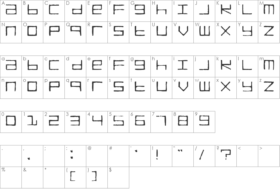 TRUCKTransmission font character map preview