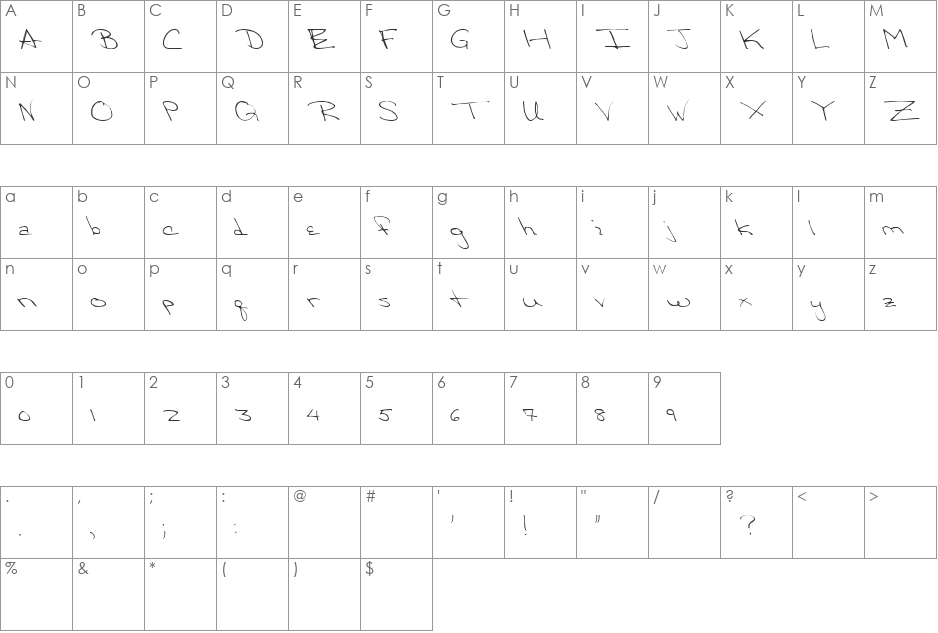 True Gooze font character map preview