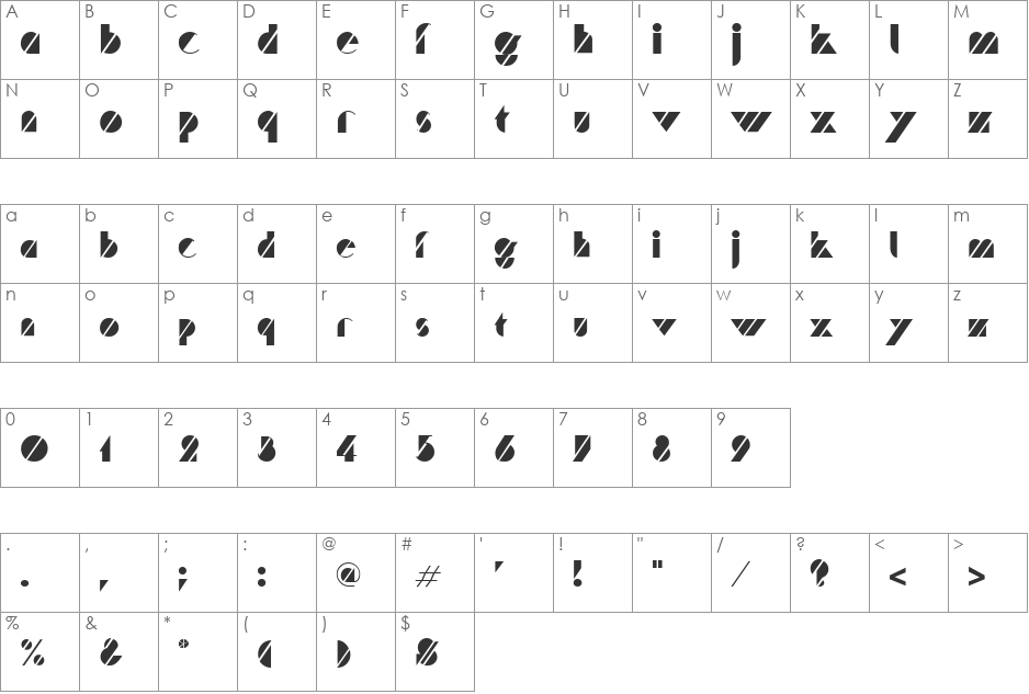 Truffle font character map preview