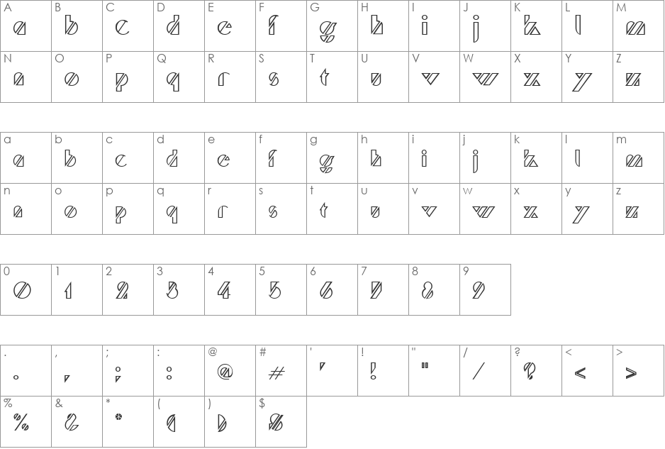 Trufflette font character map preview