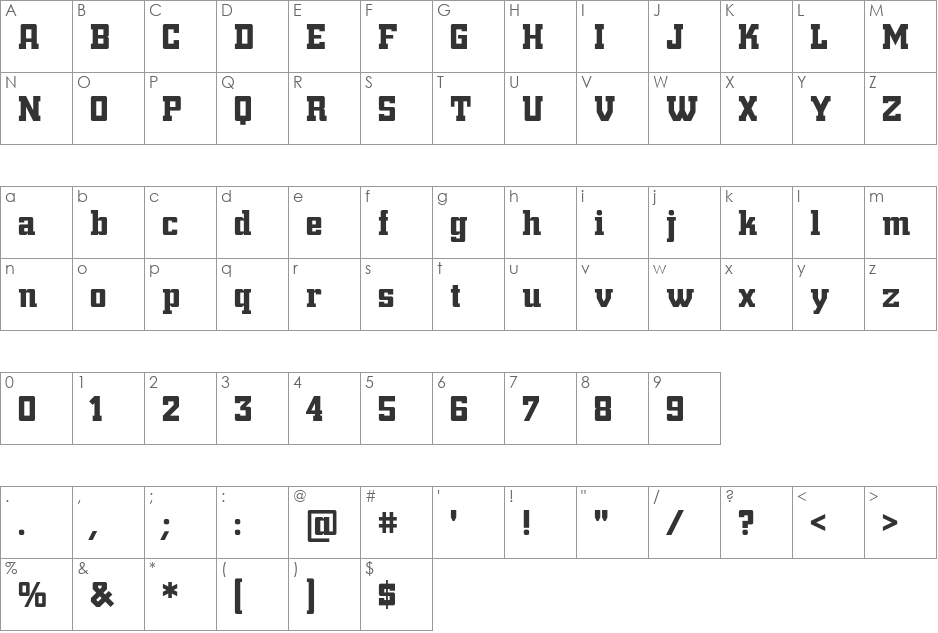Trump Town Pro font character map preview