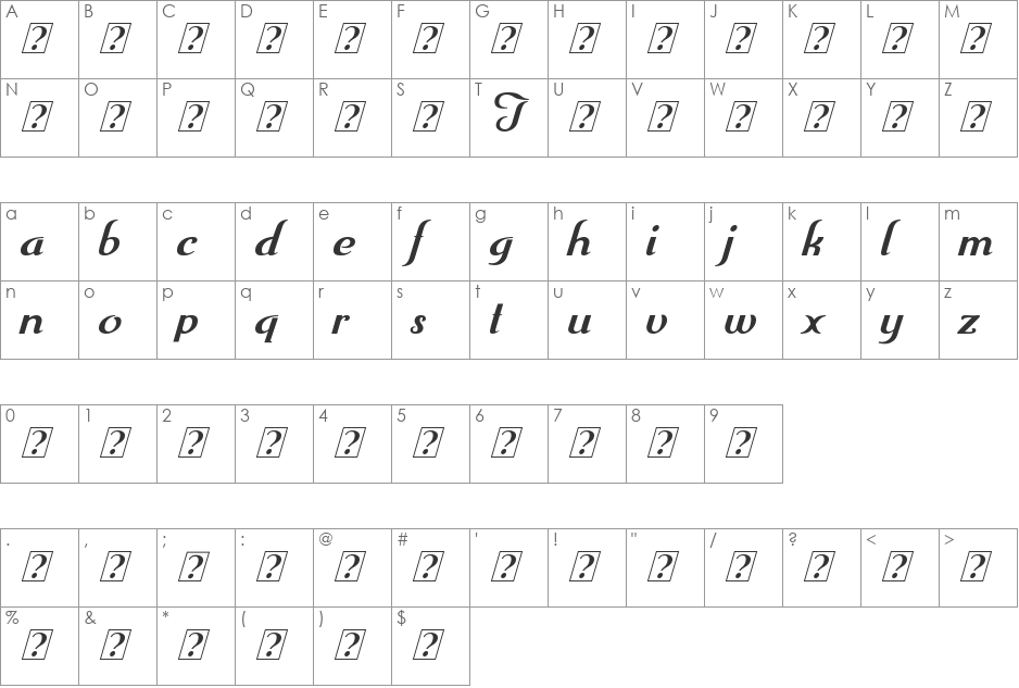 Trumpit_demo font character map preview