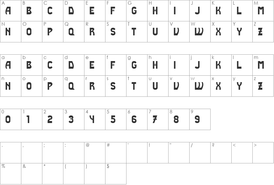 Truth font character map preview