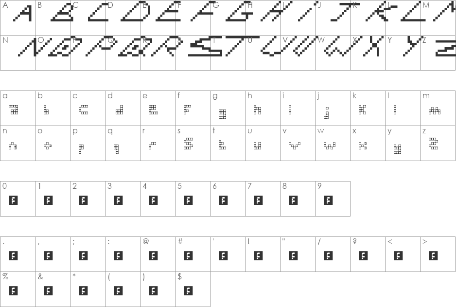 try1 font character map preview