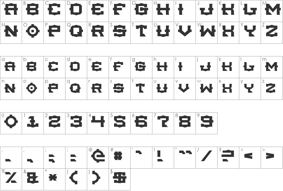 Tsa Script font character map preview
