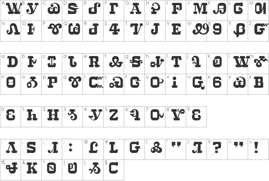 Tsalagi Ameliga font character map preview