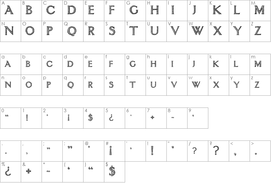 tsp cherub rock 1 font character map preview