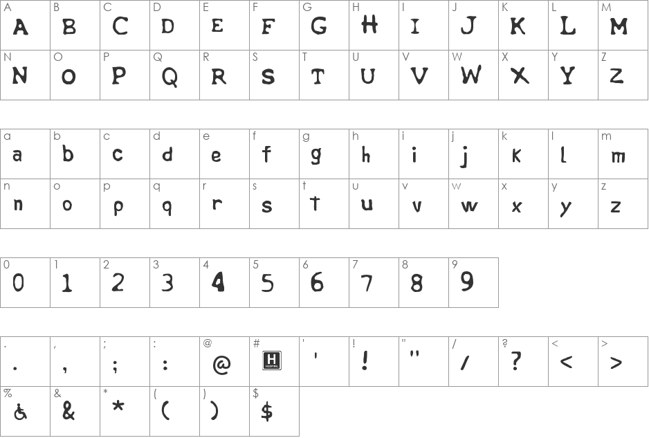 TSS Scrubs Logo font character map preview