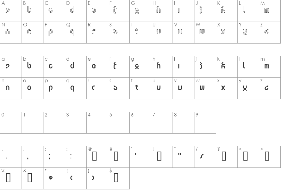 tsunami font character map preview