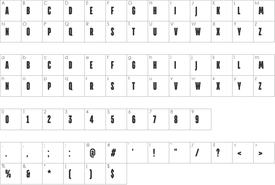 TT Directors DEMO Thin Rough font character map preview