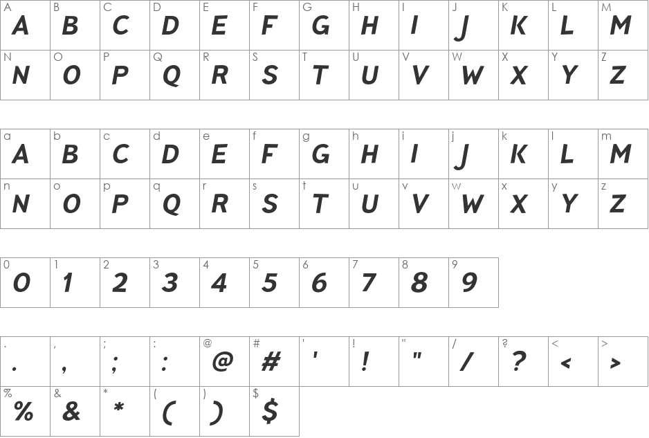 TT Pines DEMO font character map preview