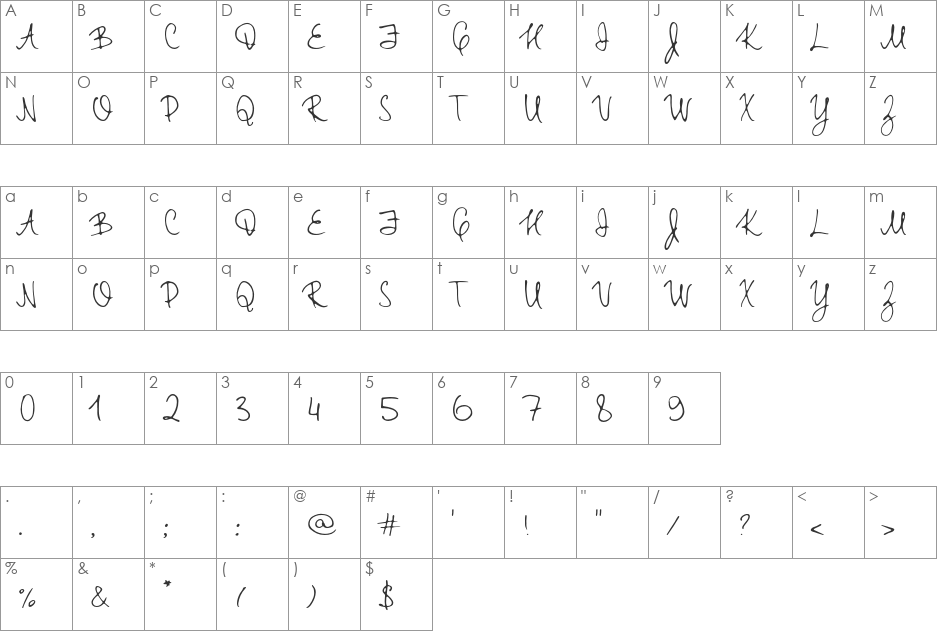 TT Rabbits Elf DEMO font character map preview