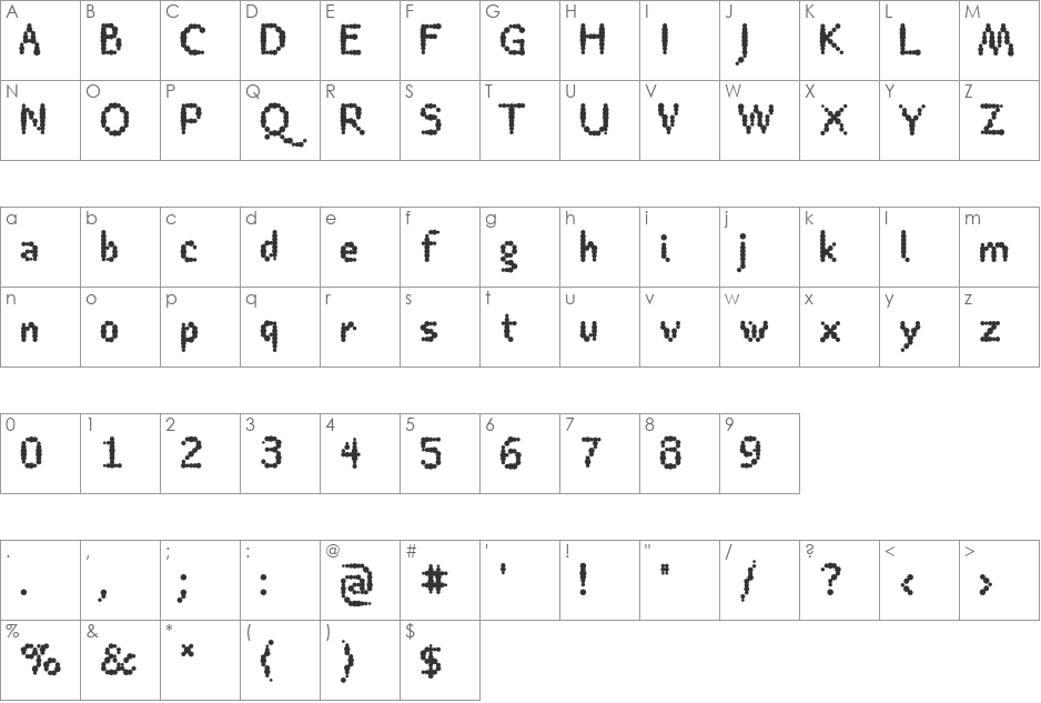 TTRheostatCelsius font character map preview