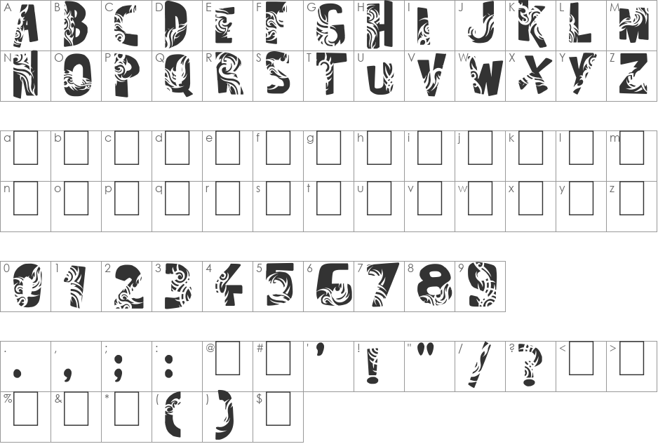 TUAMOTU font character map preview