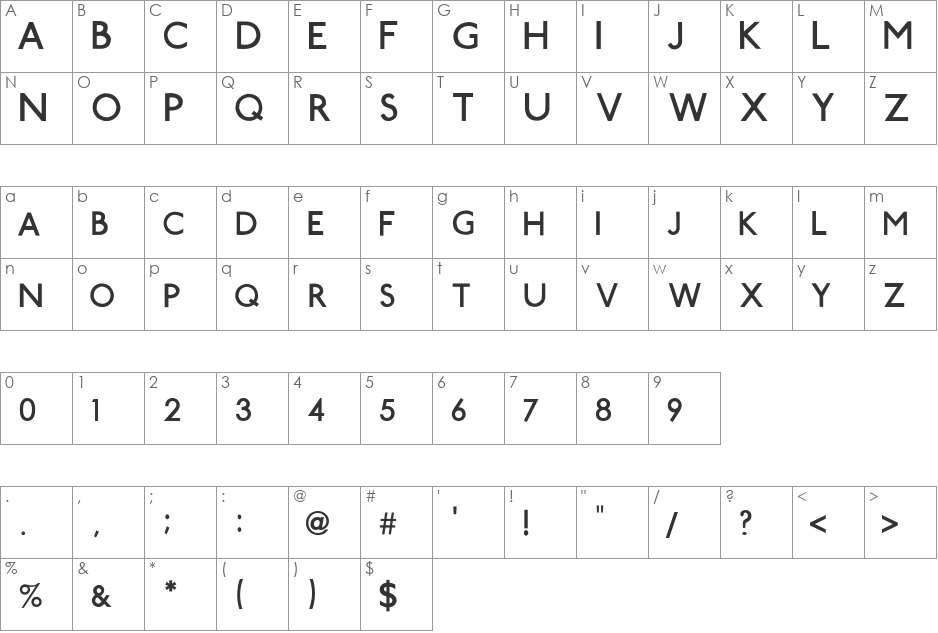 Tube Station font character map preview