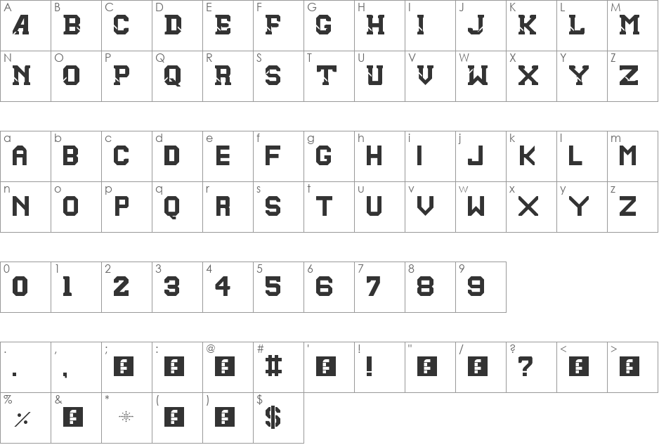 tuff commando font character map preview