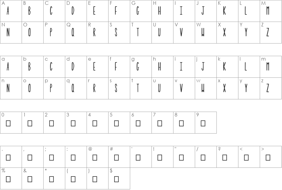 Tulip font character map preview