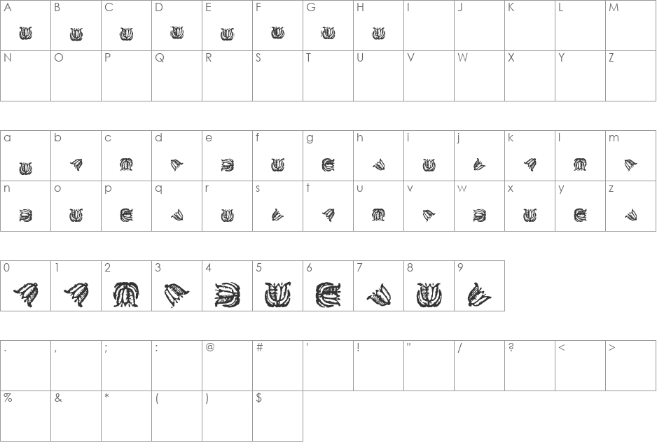 TulipBorderWF font character map preview