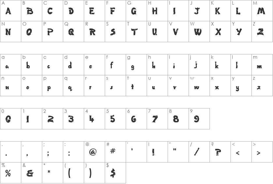 Tumbleweed font character map preview
