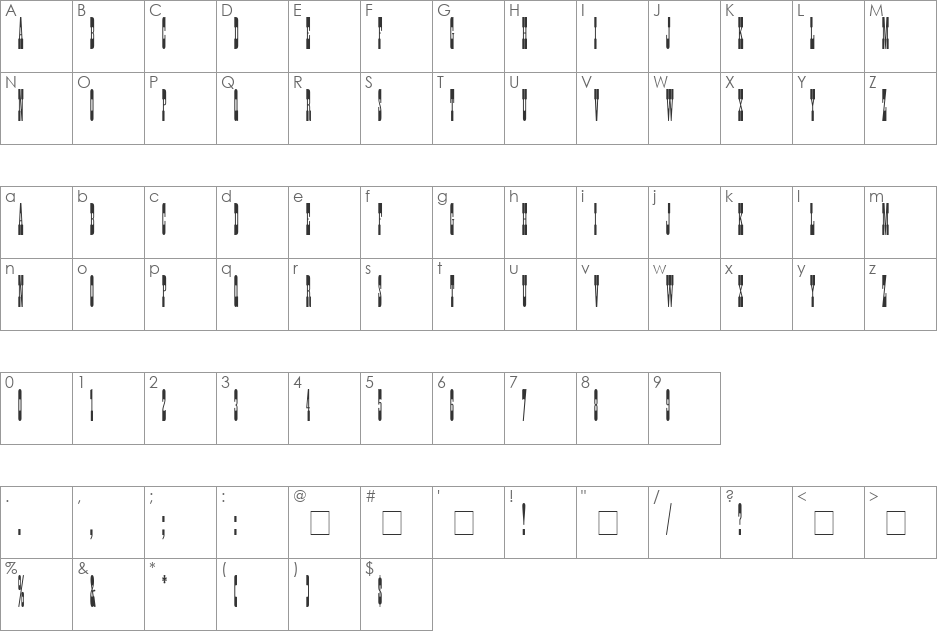 Tumbleweed SSi font character map preview