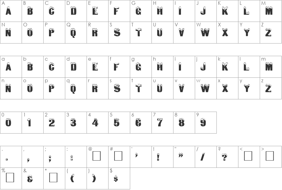 Tundra font character map preview