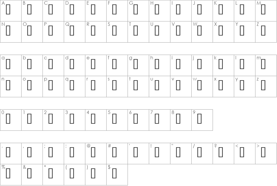 tungfont vehicle 002 font character map preview