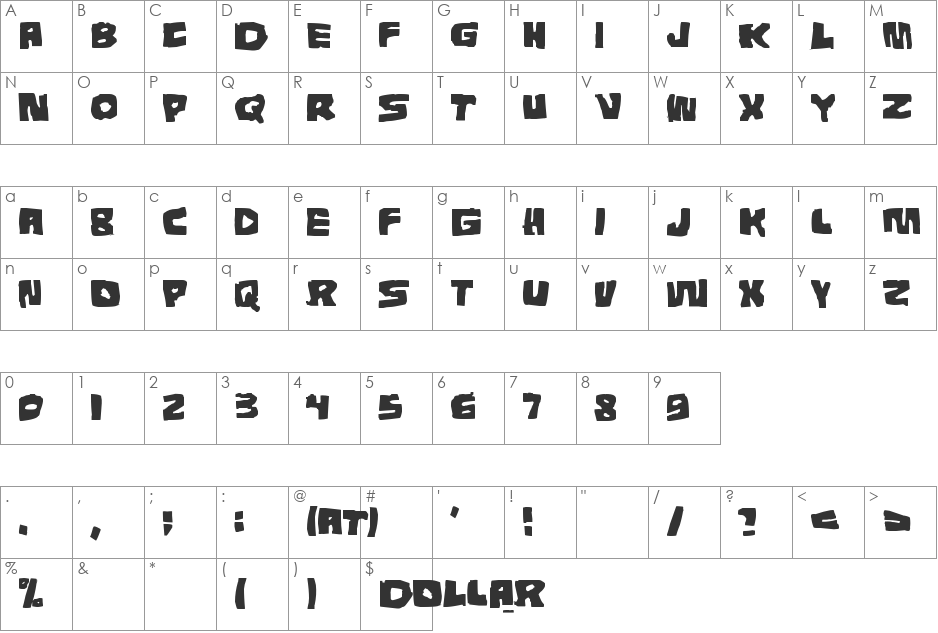 Tunnepinta font character map preview