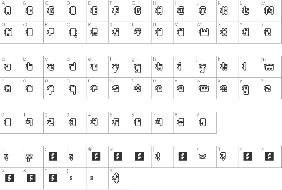 Turbineable font character map preview
