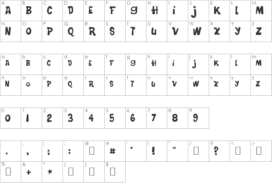 Turkey Sandwich font character map preview