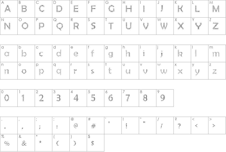 Turpitude font character map preview